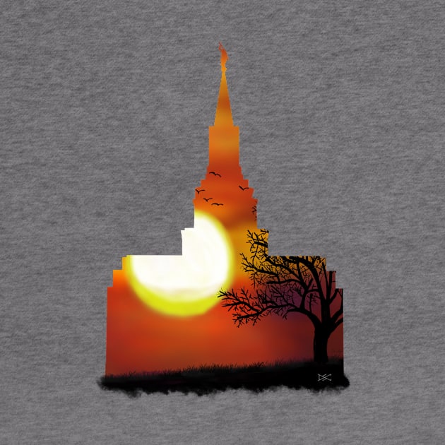 Boston Massachusetts Temple Sunset Tree Silhouette by DSCarts